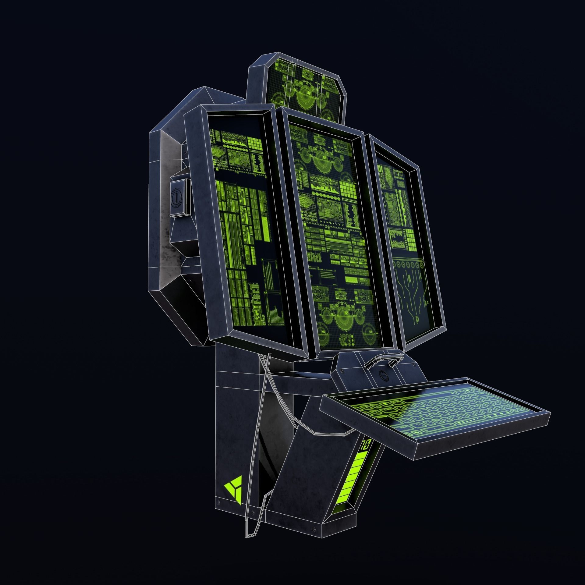 Sci-Fi Console-Computer 2 Low-poly 3D model_6
