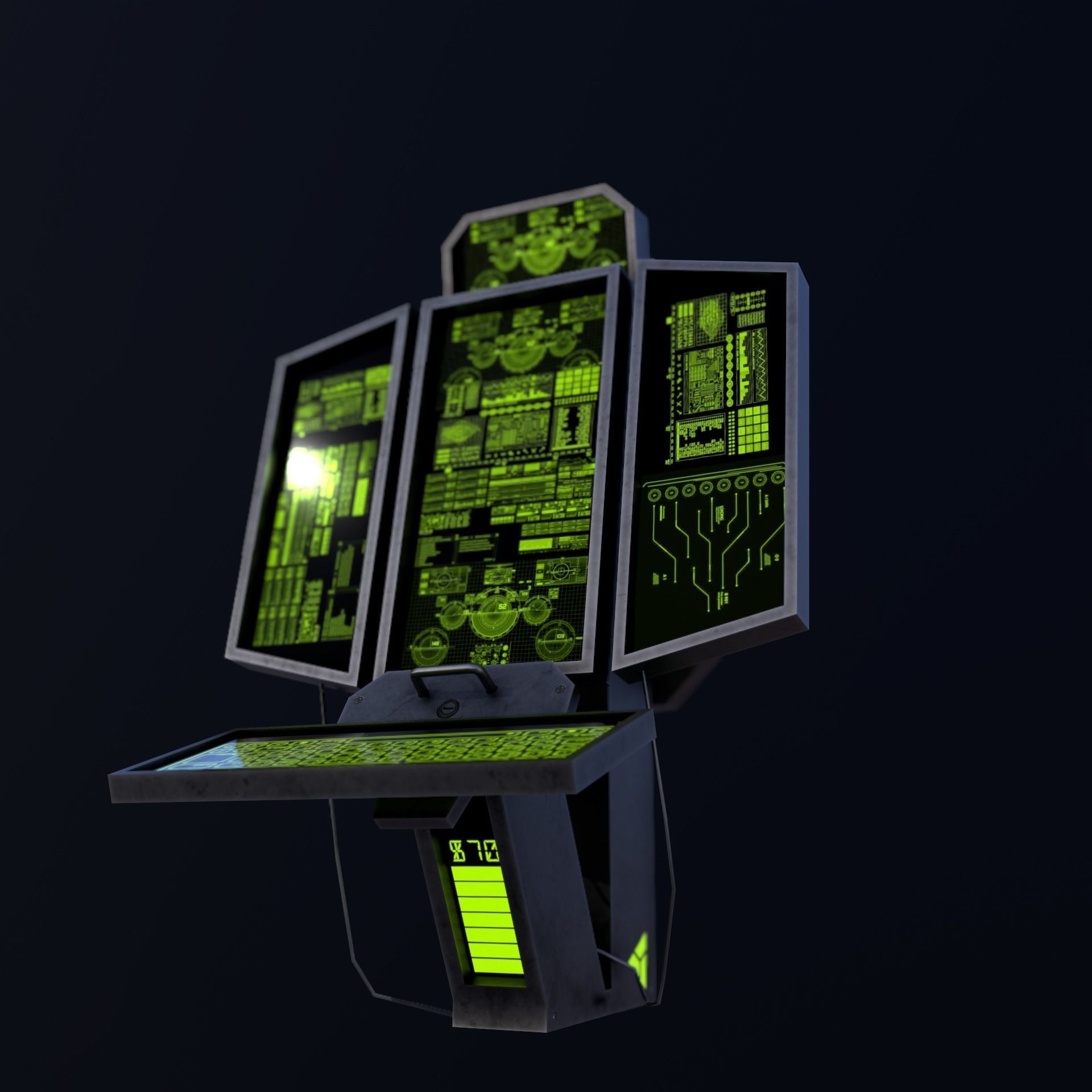 Sci-Fi Console-Computer 2 Low-poly 3D model_7