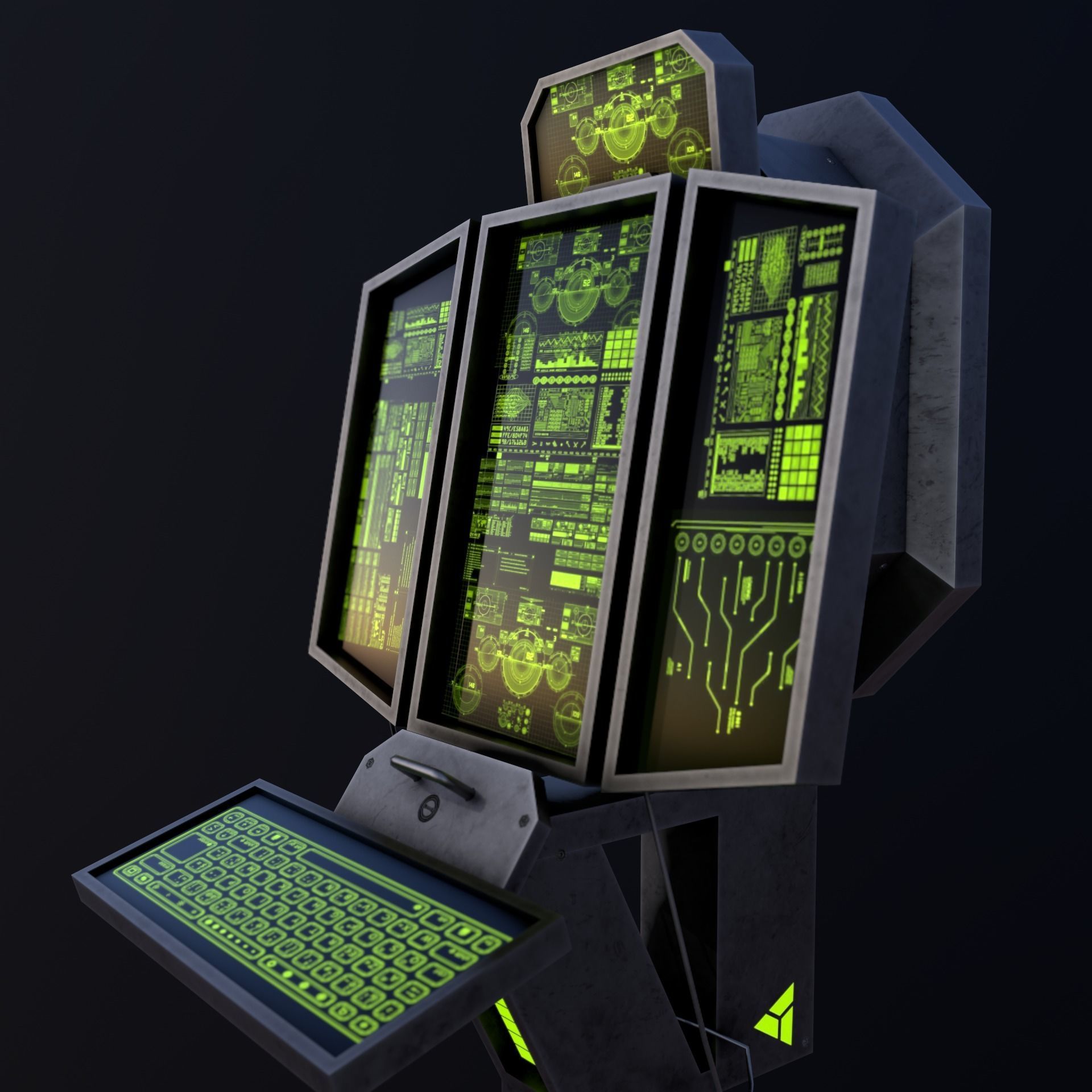 Sci-Fi Console-Computer 2 Low-poly 3D model_8