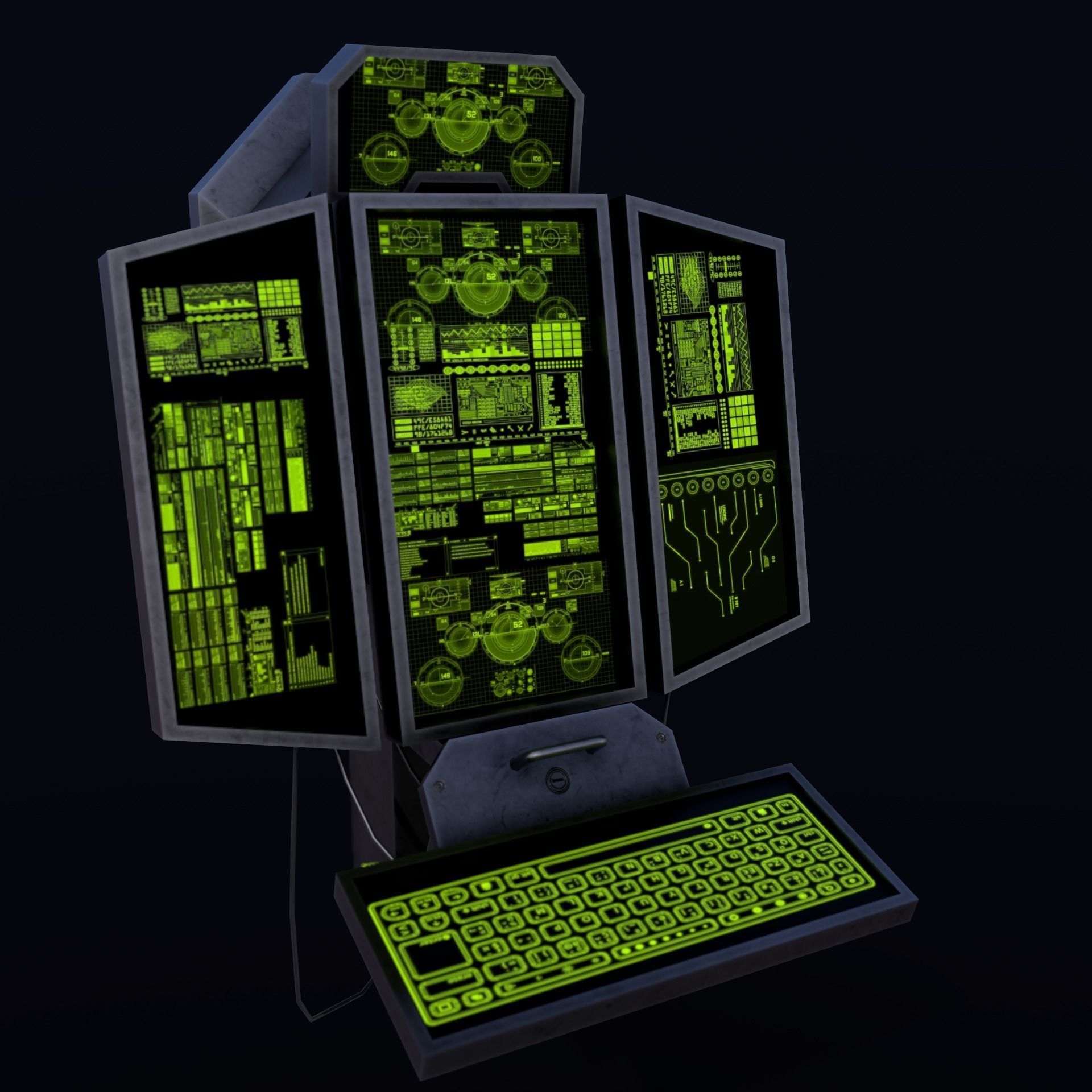 Sci-Fi Console-Computer 2 Low-poly 3D model_14