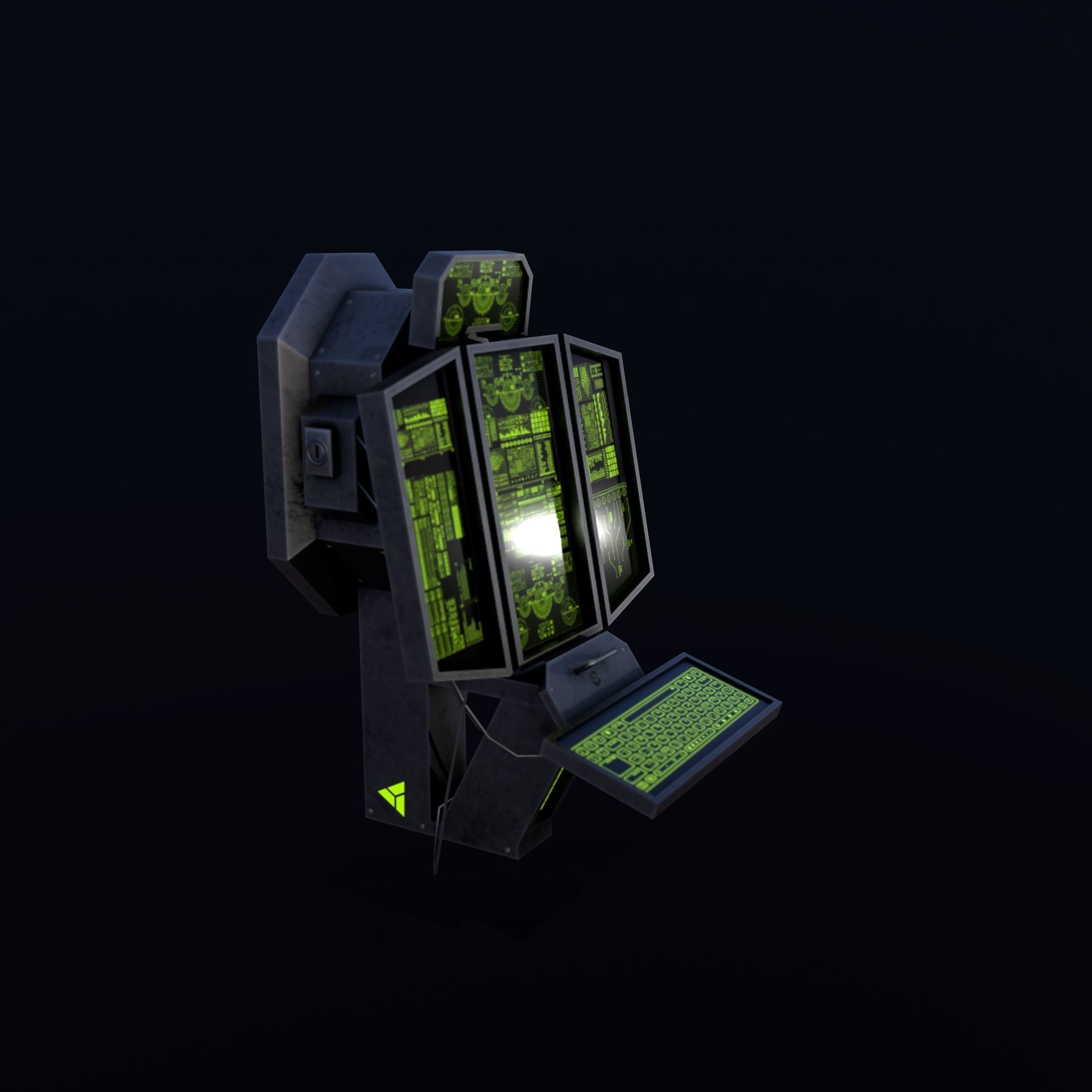 Sci-Fi Console-Computer 2 Low-poly 3D model_3
