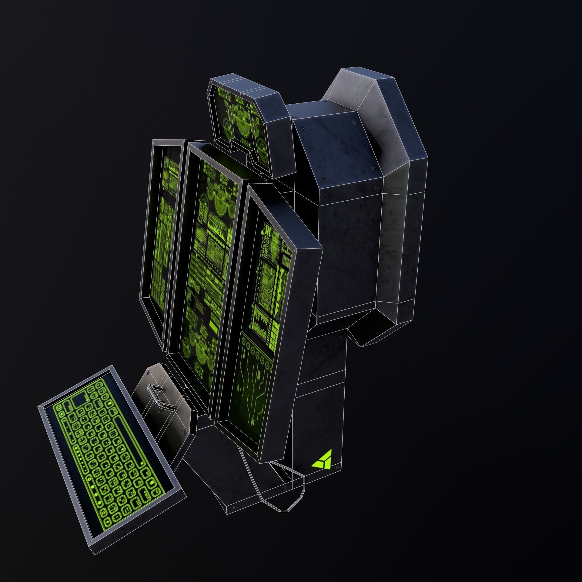 Sci-Fi Console-Computer 2 Low-poly 3D model_13