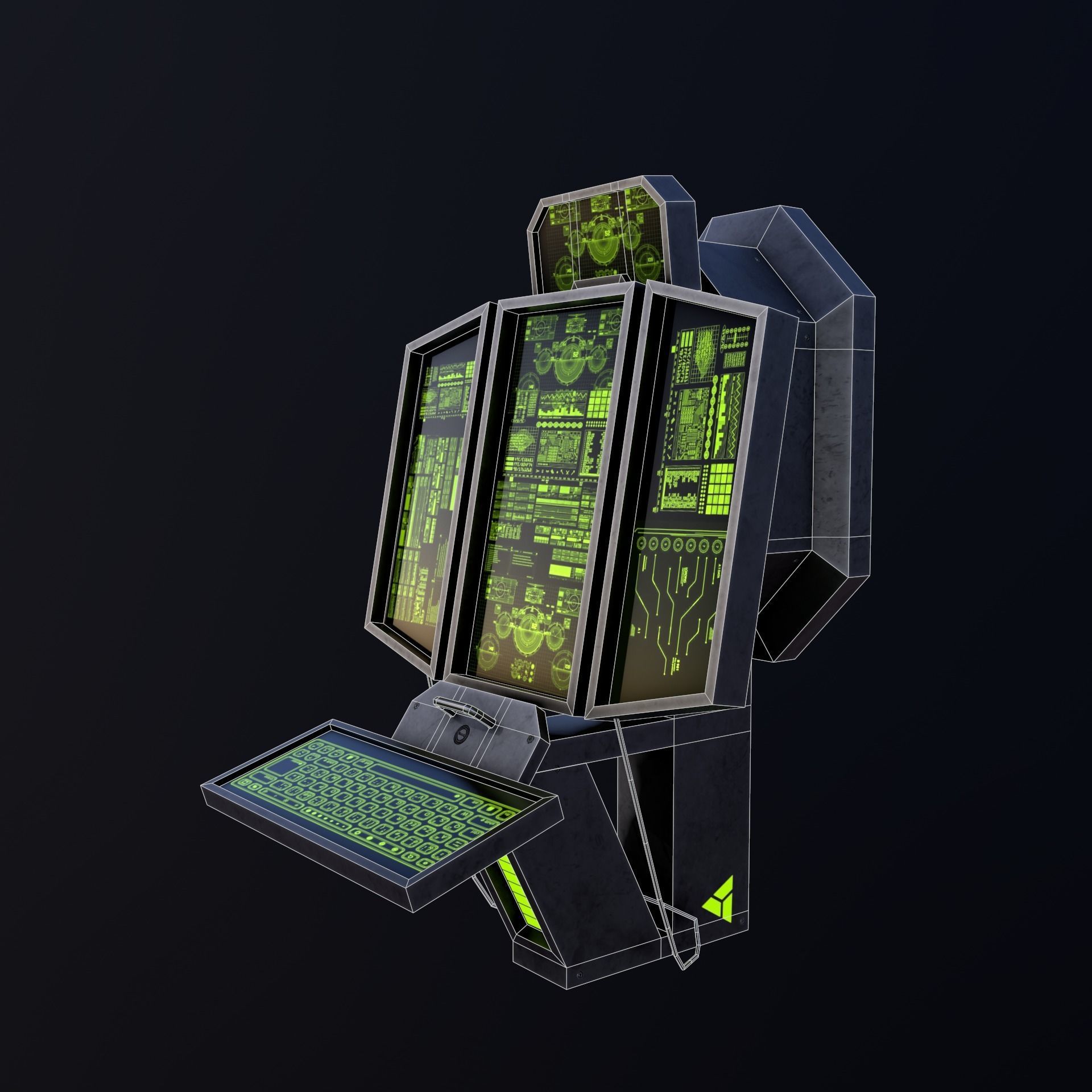 Sci-Fi Console-Computer 2 Low-poly 3D model_12
