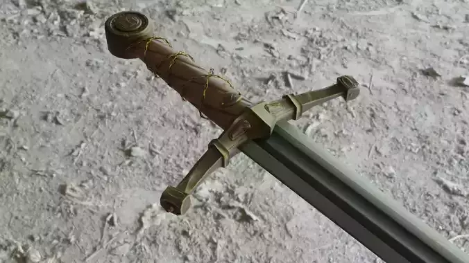 Longsword Medieval Type XVIa - Low Poly Model Low-poly 3D model