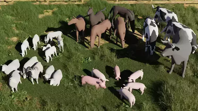 Farm Animals  Low-poly 3D model