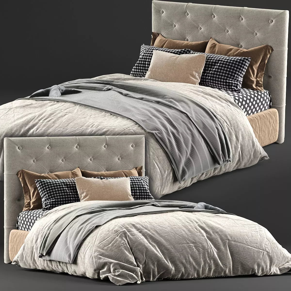 Kingston Queen Bed And Mattress 3D model