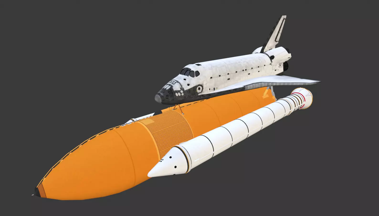 Space Shuttle Launch System with SRBs and External Tank Low-poly 3D model_0