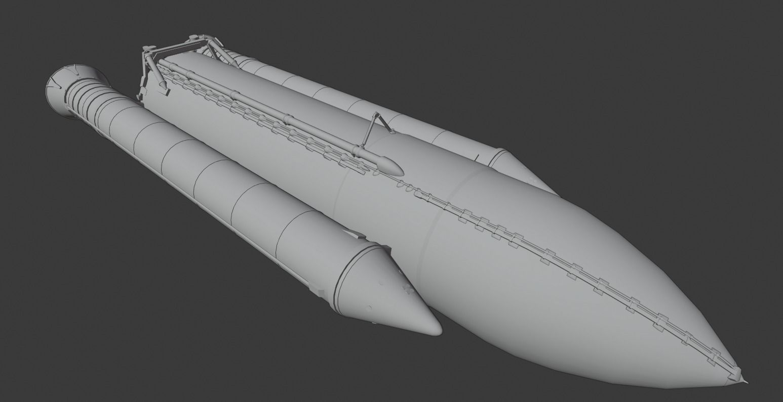 Space Shuttle Launch System with SRBs and External Tank Low-poly 3D model_5