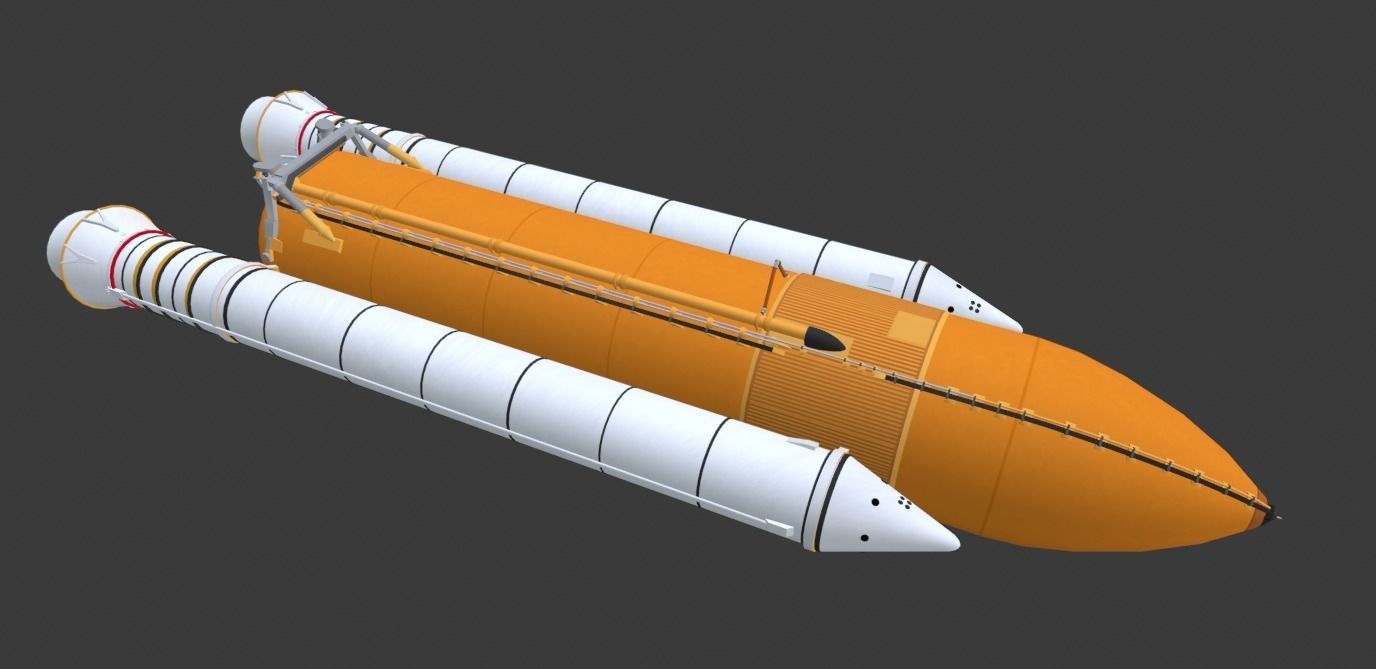 Space Shuttle Launch System with SRBs and External Tank Low-poly 3D model_4