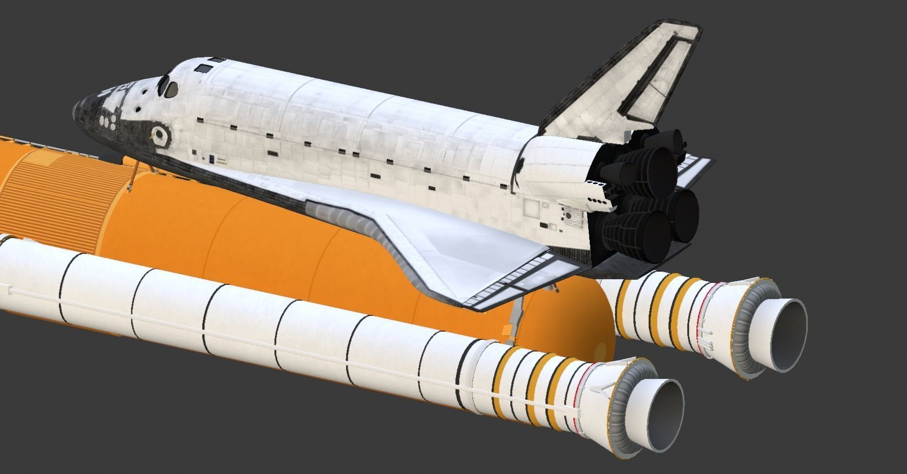 Space Shuttle Launch System with SRBs and External Tank Low-poly 3D model_7