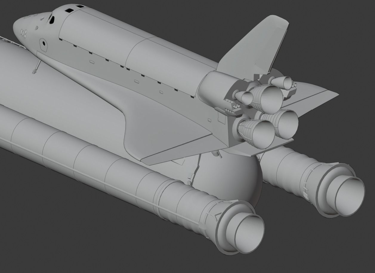 Space Shuttle Launch System with SRBs and External Tank Low-poly 3D model_8