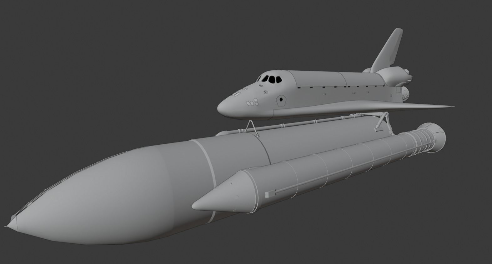 Space Shuttle Launch System with SRBs and External Tank Low-poly 3D model_1