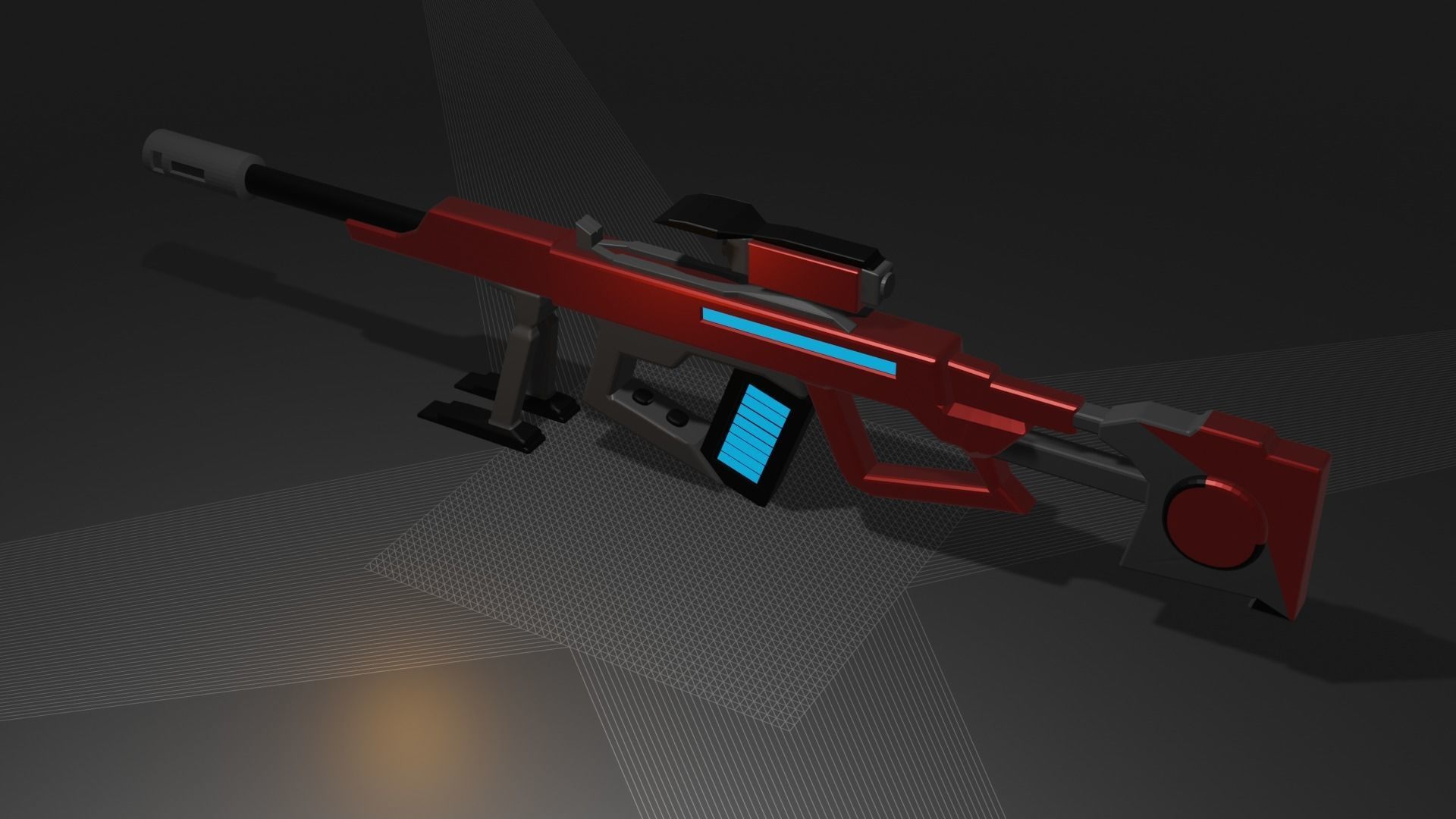 Futuristic sniper Low-poly 3D model_2