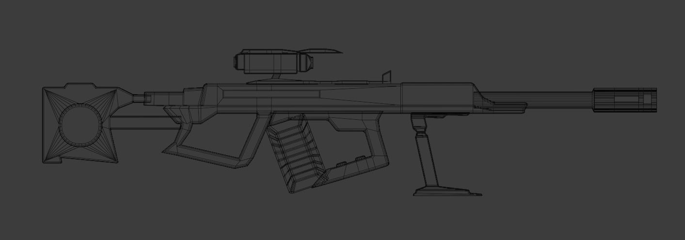 Futuristic sniper Low-poly 3D model_5