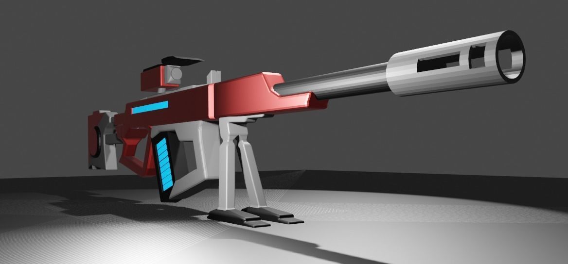 Futuristic sniper Low-poly 3D model_3