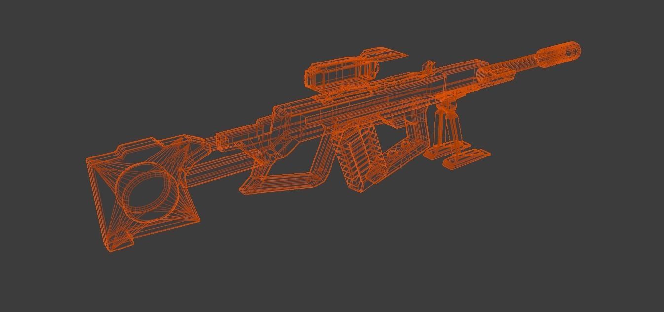 Futuristic sniper Low-poly 3D model_4