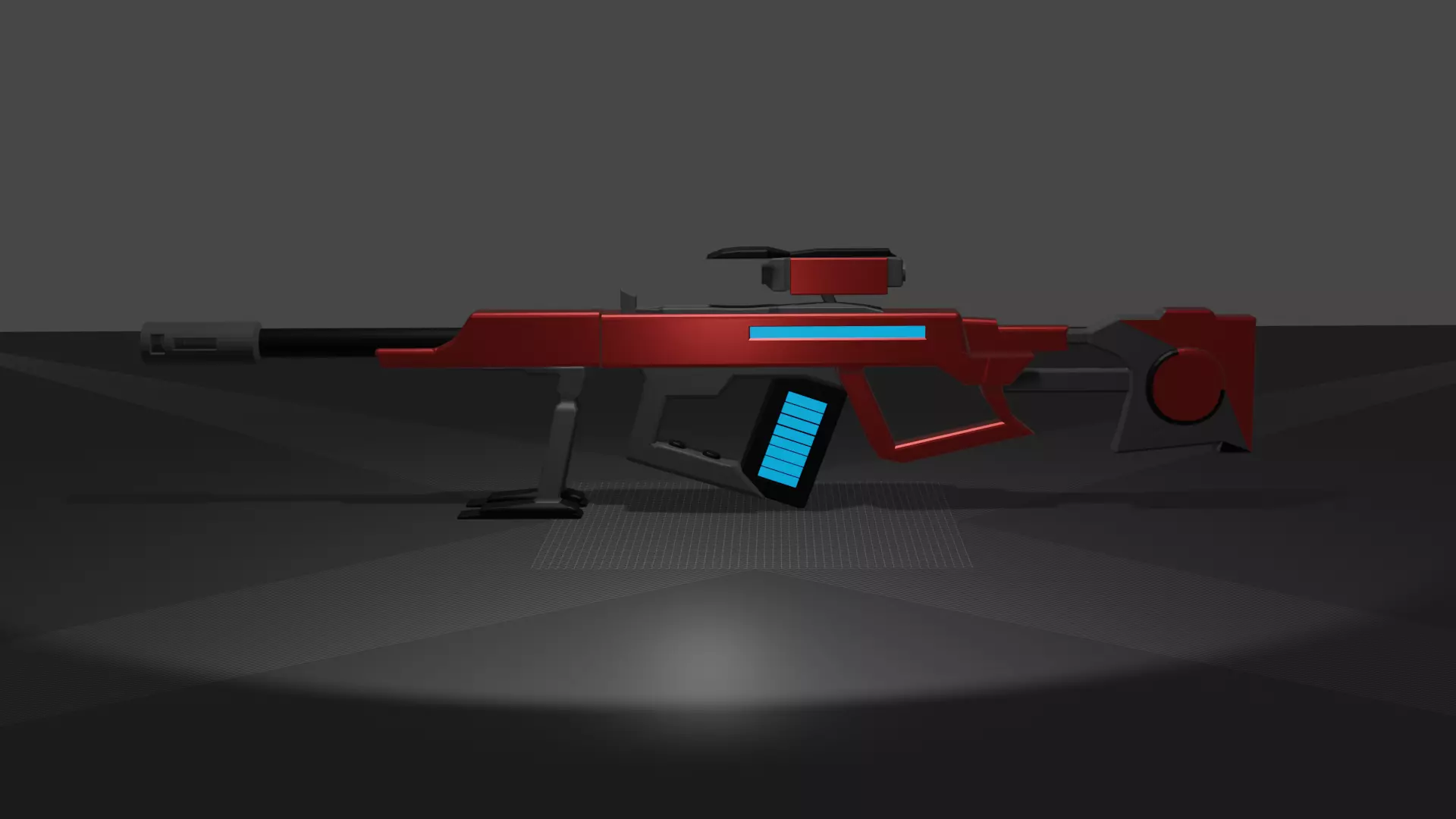 Futuristic sniper Low-poly 3D model_0