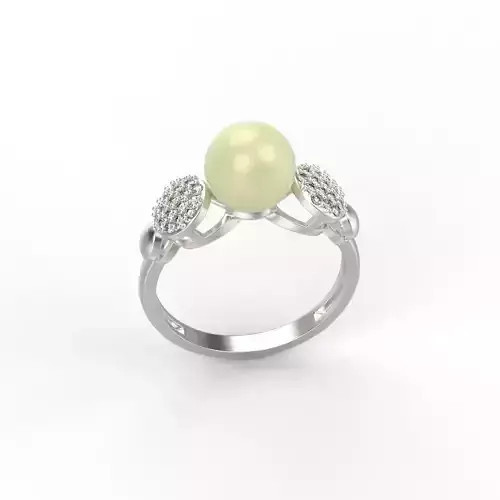 Women ring with pearl and diamonds US sizes 6 7 8 9 10  3dm stl 
