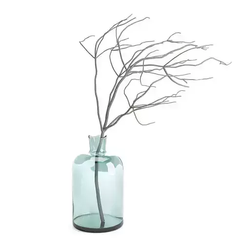 Glass vase with twigs 3D model