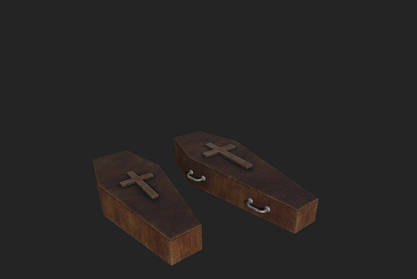 Coffin wood Low-poly 3D model_9