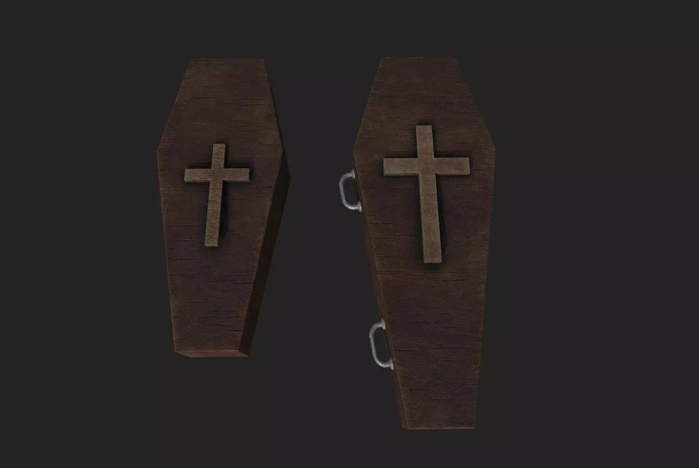 Coffin wood Low-poly 3D model_0