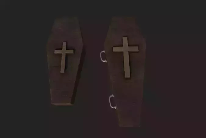Coffin wood Low-poly 3D model