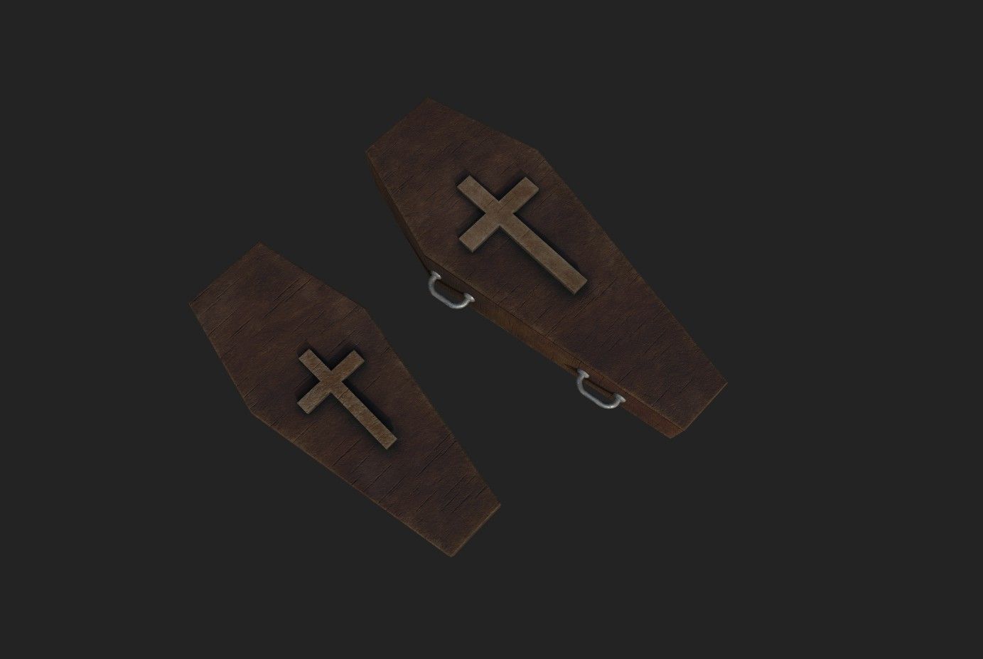 Coffin wood Low-poly 3D model_15