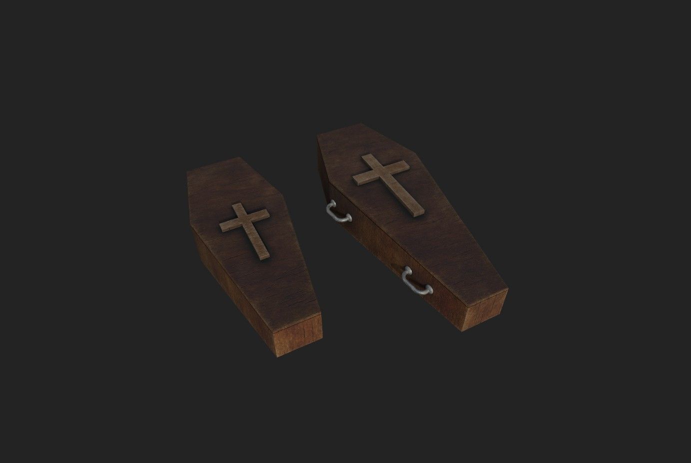Coffin wood Low-poly 3D model_2