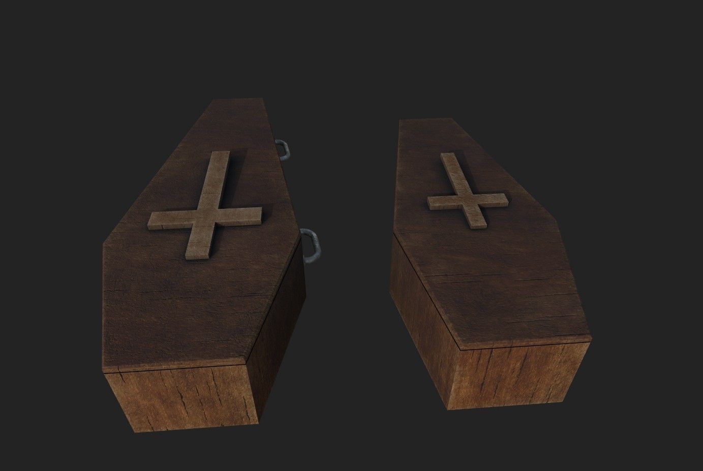 Coffin wood Low-poly 3D model_6