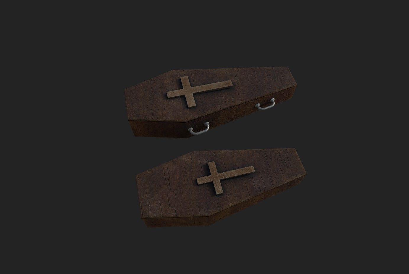 Coffin wood Low-poly 3D model_14