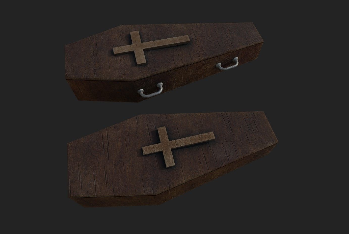 Coffin wood Low-poly 3D model_13