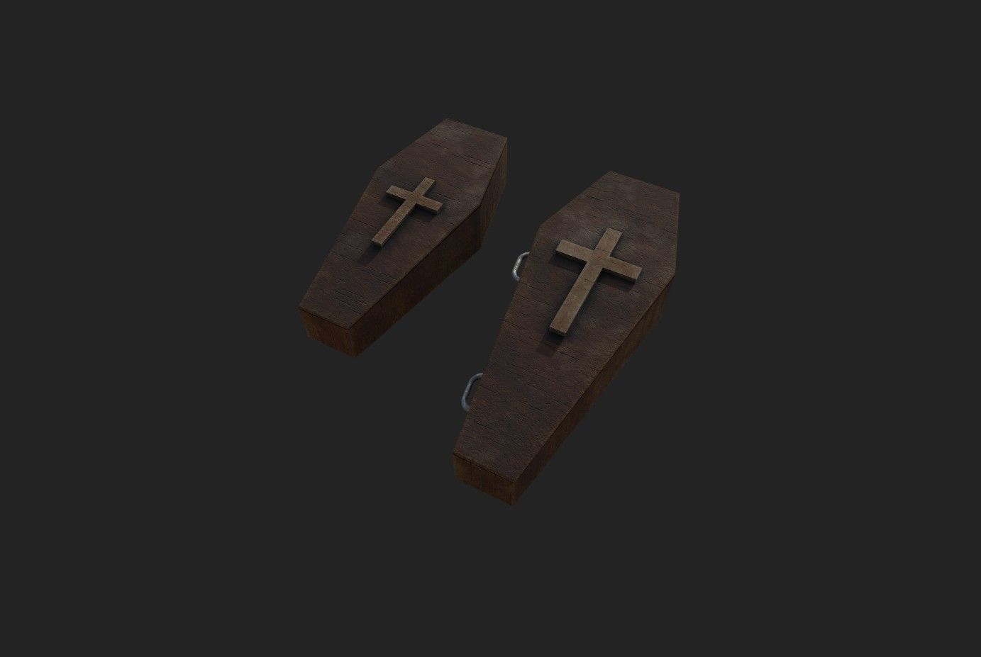 Coffin wood Low-poly 3D model_4