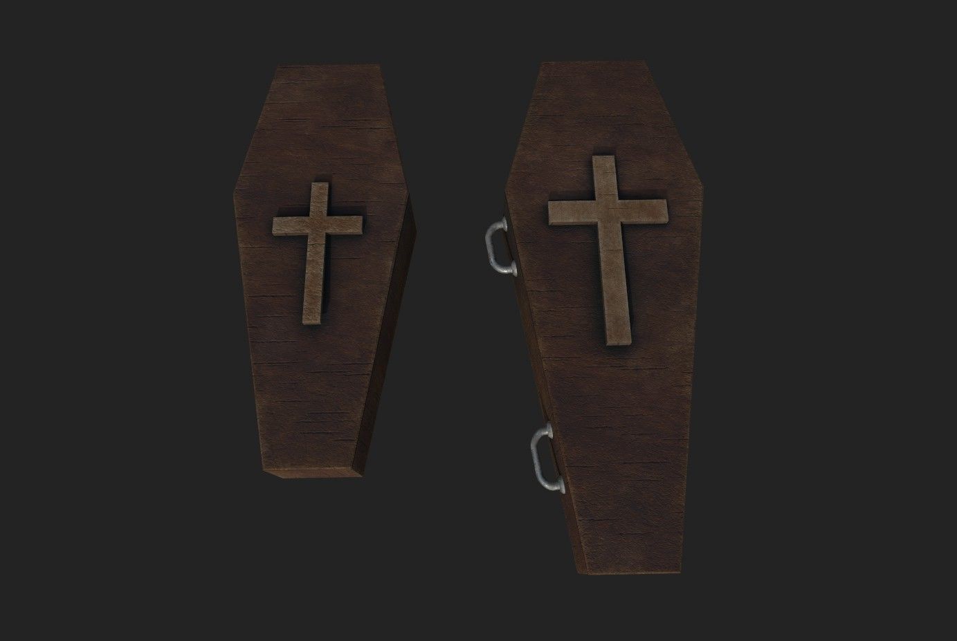 Coffin wood Low-poly 3D model_10