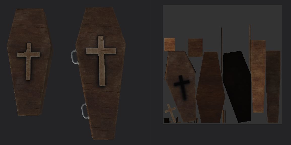 Coffin wood Low-poly 3D model_5
