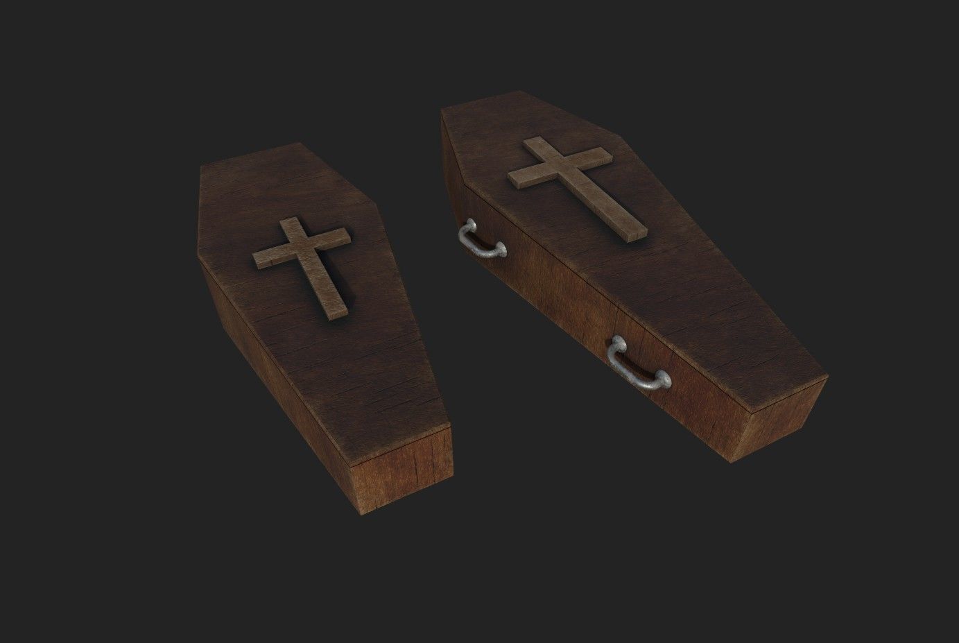 Coffin wood Low-poly 3D model_1