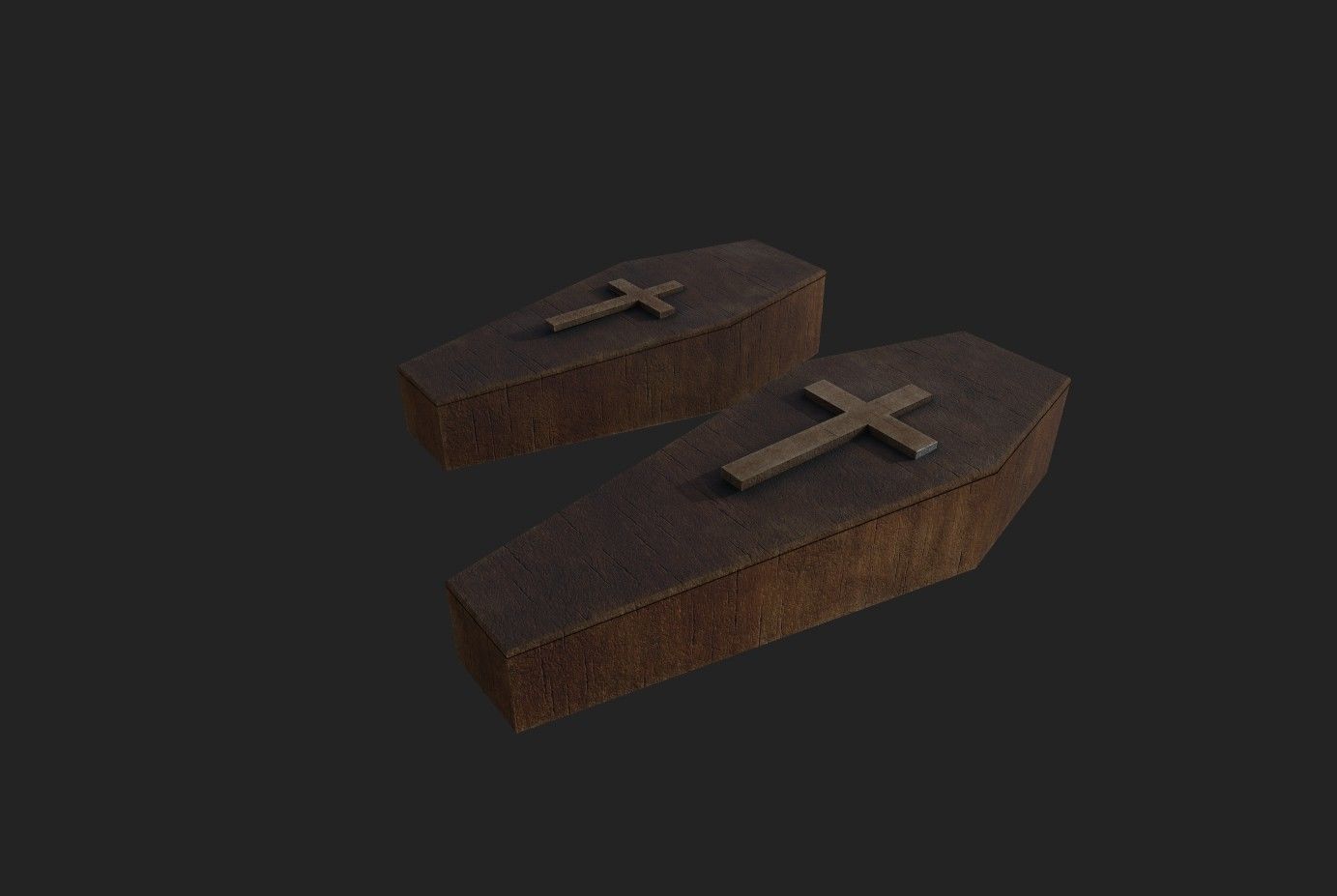 Coffin wood Low-poly 3D model_12