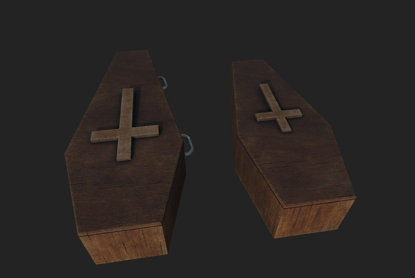 Coffin wood Low-poly 3D model_3
