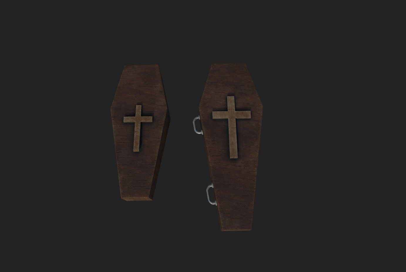Coffin wood Low-poly 3D model_7