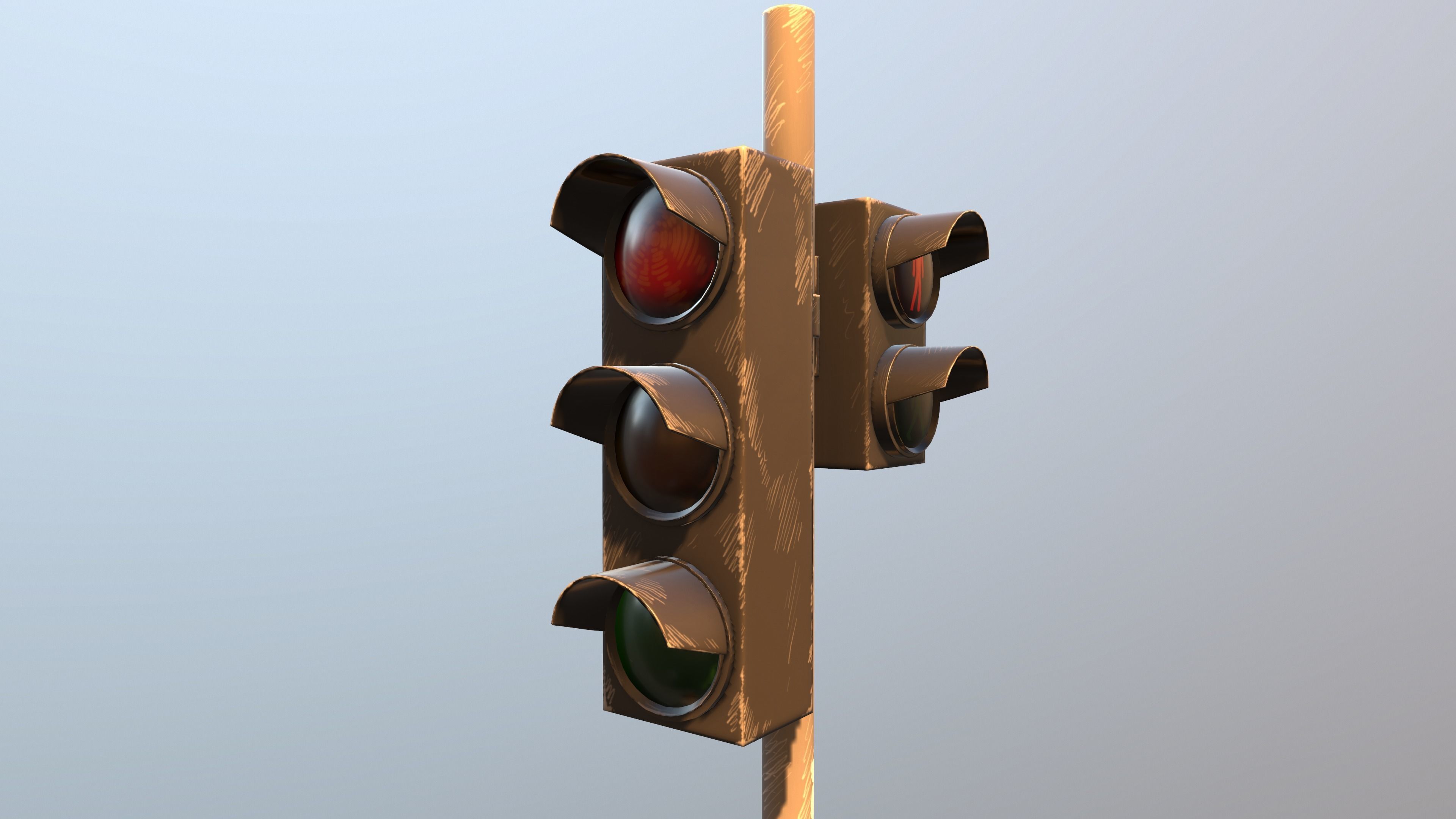 Traffic Light Stylized Low-poly 3D model_7