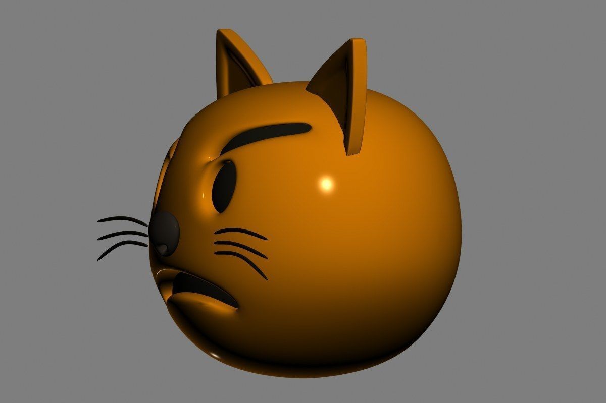 Emoji Pouting Cat 3D model_4