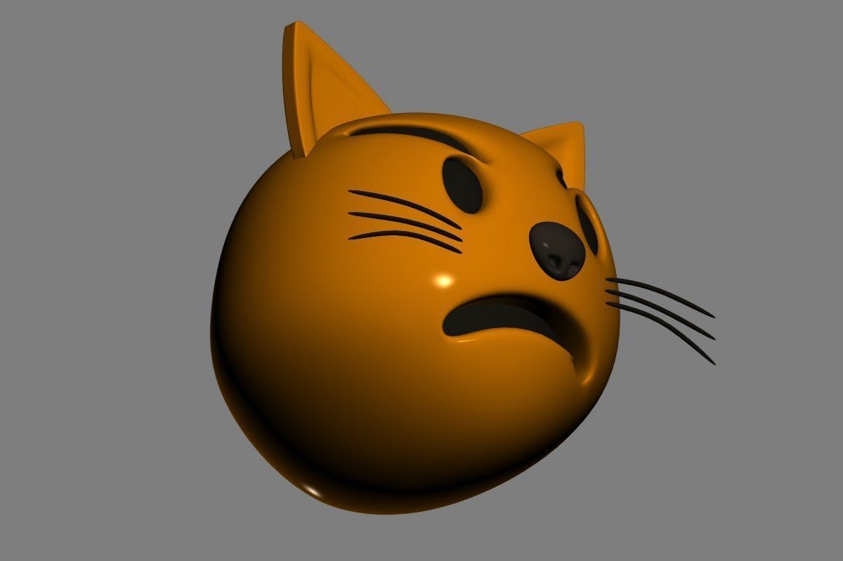 Emoji Pouting Cat 3D model_2