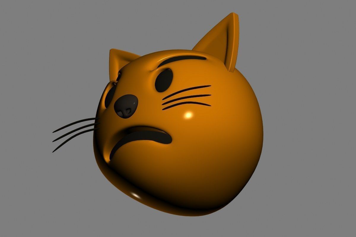 Emoji Pouting Cat 3D model_8