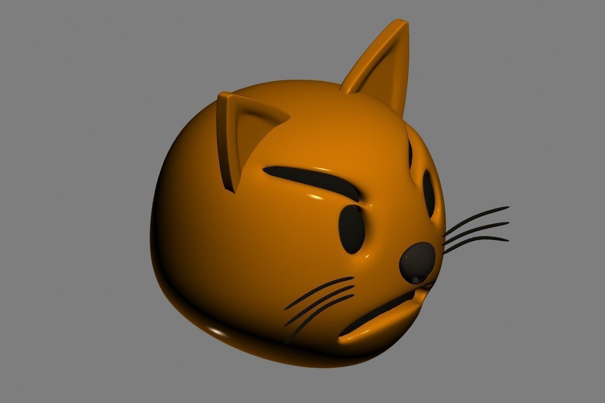 Emoji Pouting Cat 3D model_6