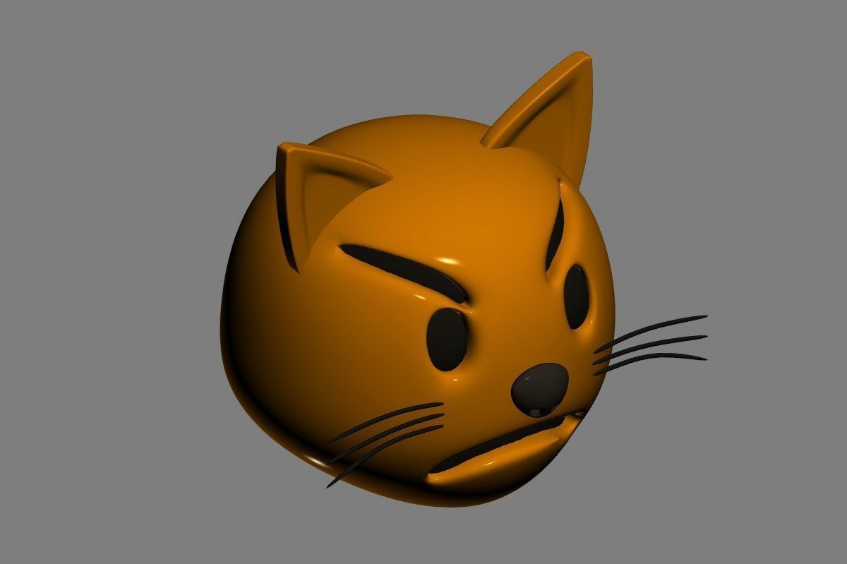 Emoji Pouting Cat 3D model_9
