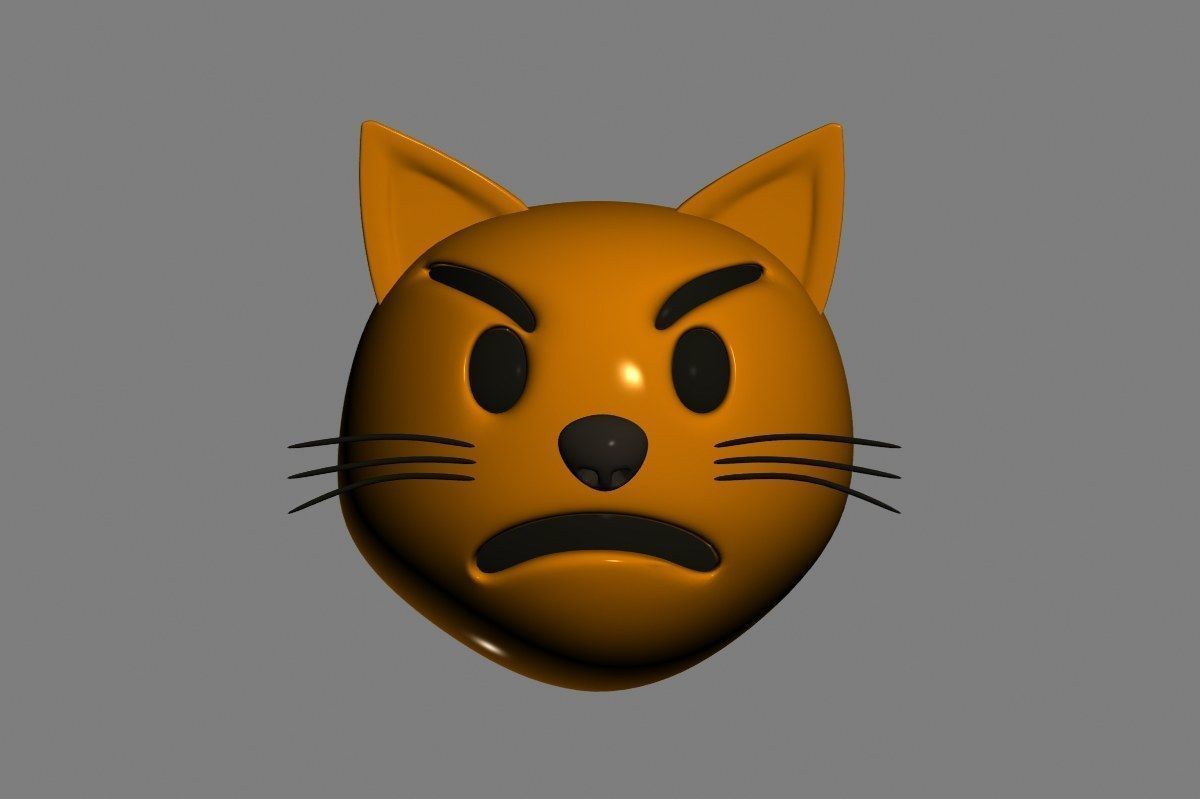 Emoji Pouting Cat 3D model_7