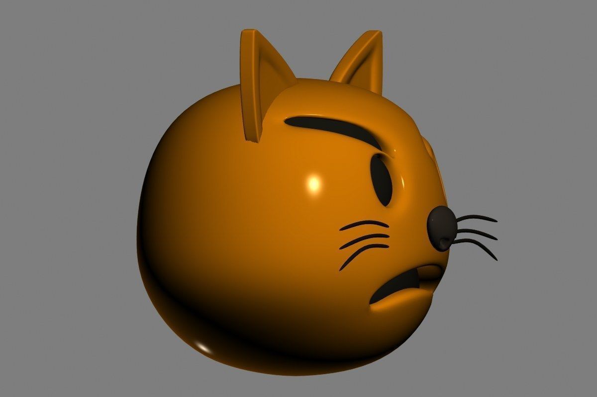 Emoji Pouting Cat 3D model_22