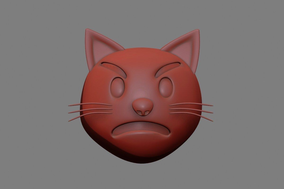 Emoji Pouting Cat 3D model_23