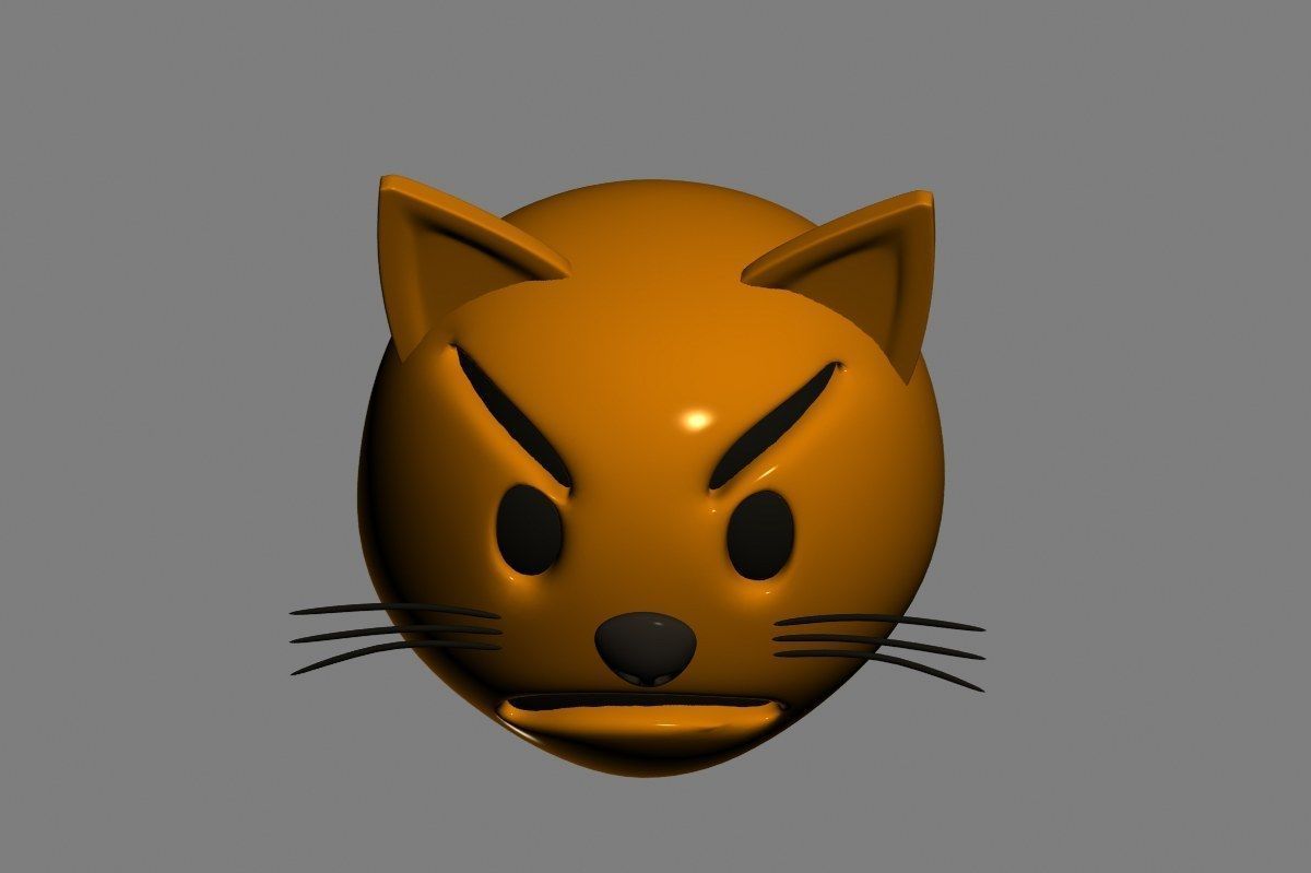 Emoji Pouting Cat 3D model_3