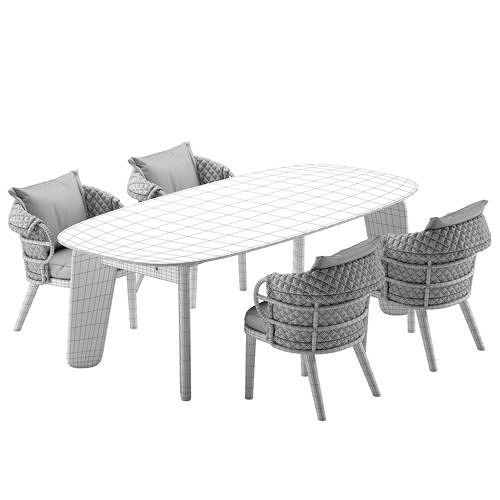 Gloster Dune dining set 3D model 6