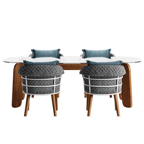 Gloster Dune dining set 3D model 4